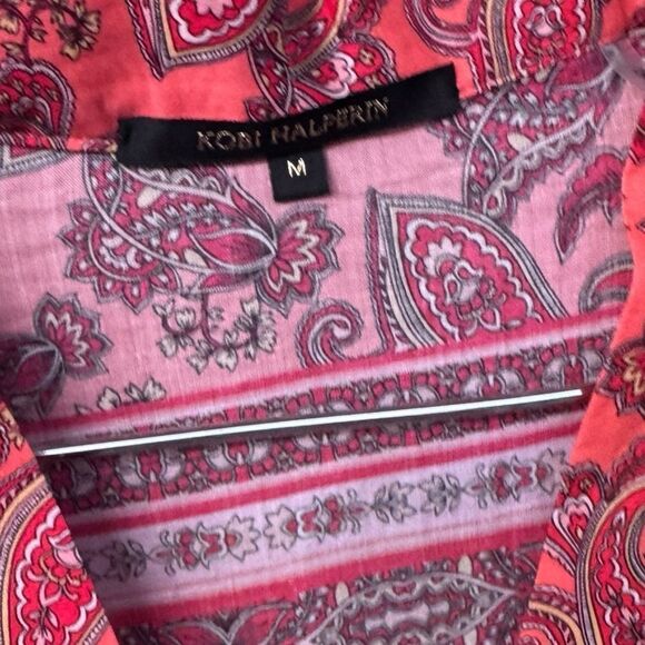 Kobi Halperin Diana Paisley Scarf Print Long Sleeve Button Front Midi Dress M - Picture 3 of 4